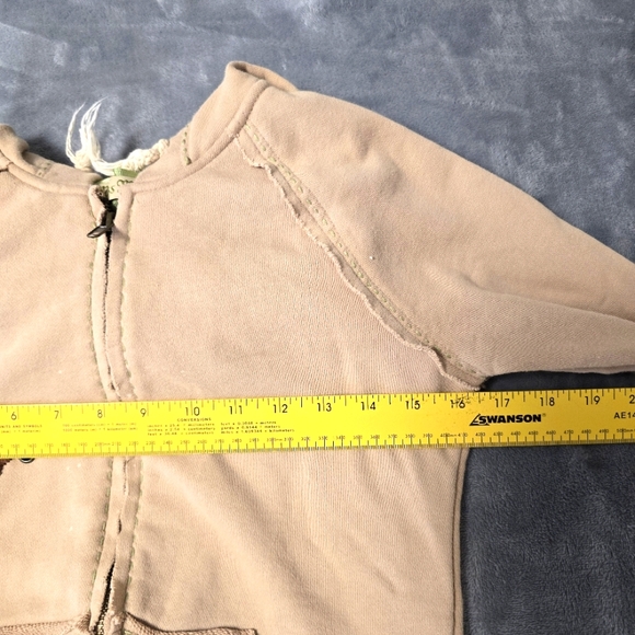 Miss Me Embroidered‎ Tan Cropped Hoodie Jacket Womens Size S Thrashed Distressed - Picture 2 of 13
